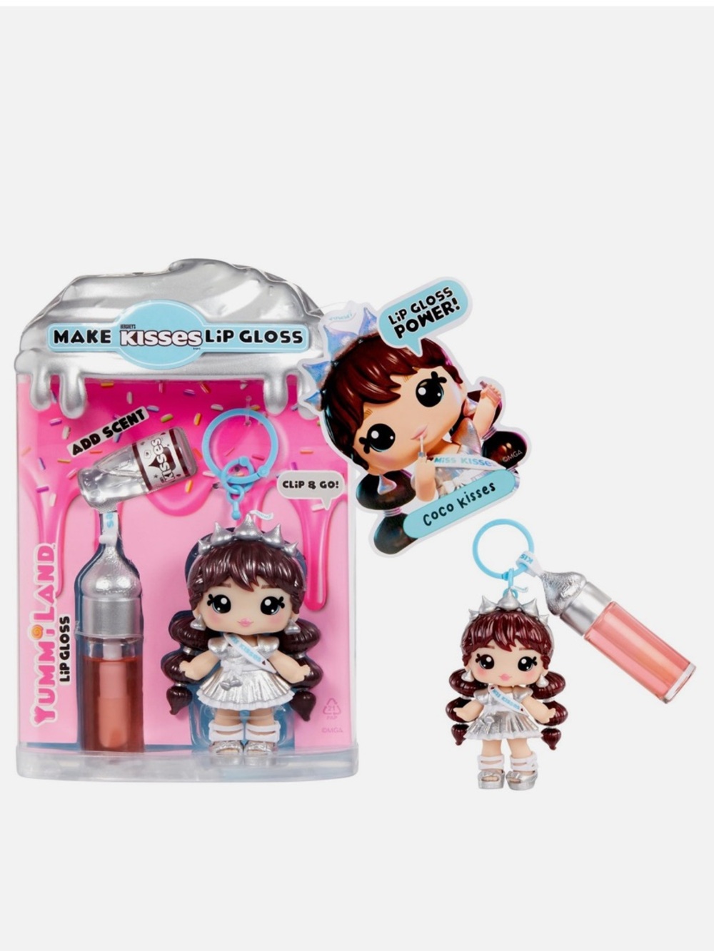 Yummy Land Coco Kisses Lip Gloss Doll Keychain - Pink